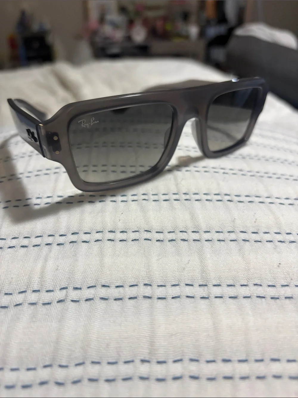 Ray-Ban Men's Gray Translucent Square Sunglasses Lukas